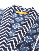 Blue Printed Cotton Kurta