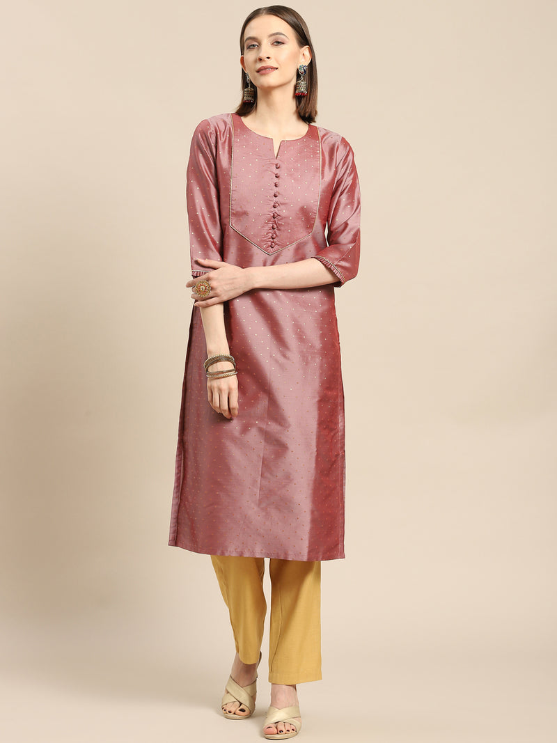 Mauve Yoke Design Art Silk Kurta