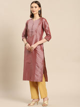Mauve Yoke Design Art Silk Kurta