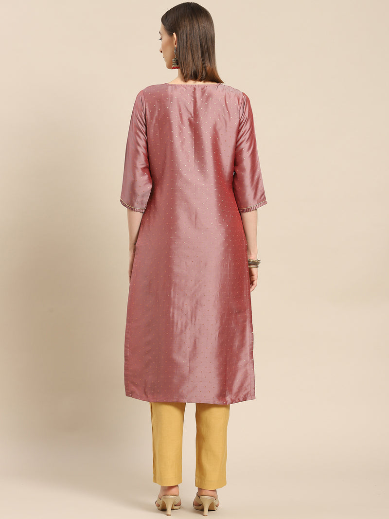 Mauve Yoke Design Art Silk Kurta