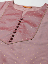 Mauve Yoke Design Art Silk Kurta