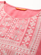 Pink Printed Rayon Kurta
