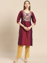 Purple Yoke Design Silk Kurta