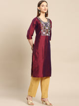 Purple Yoke Design Silk Kurta