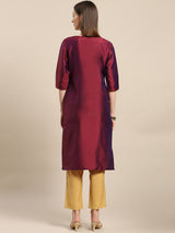 Purple Yoke Design Silk Kurta