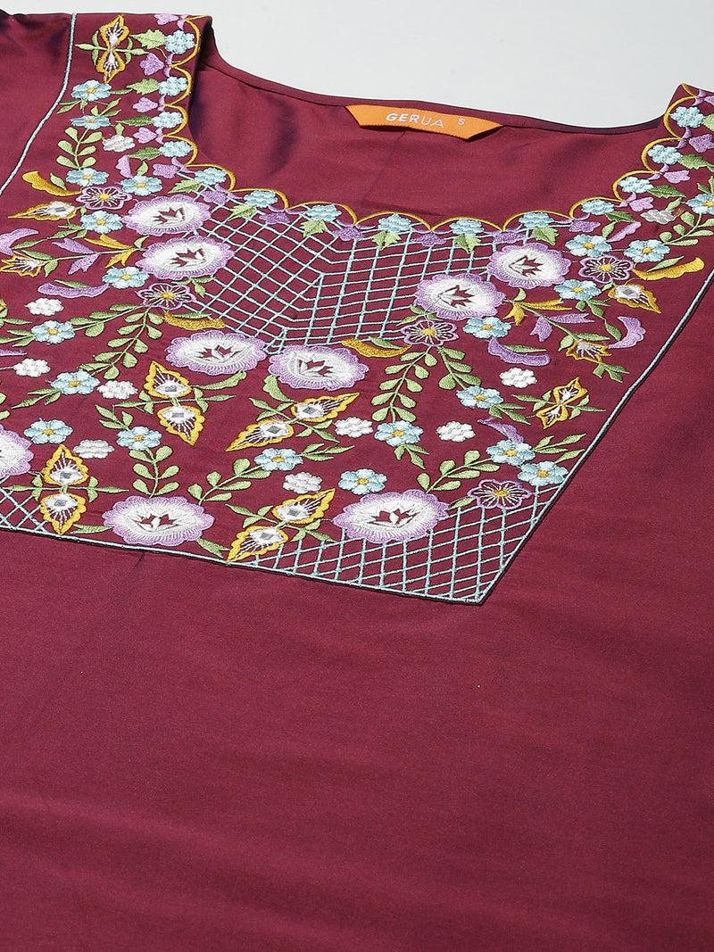 Purple Yoke Design Silk Kurta