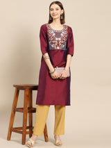 Purple Yoke Design Silk Kurta