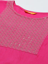 Pink Yoke Design Rayon Straight Kurta