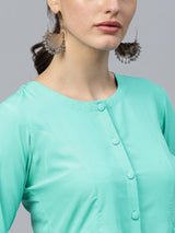 Blue Solid Crepe Kurta Set