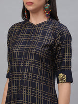 Blue Rayon Printed Pathani Kurta With Palazzo
