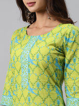 Green Printed Cotton Suit Set