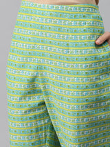 Green Printed Cotton Suit Set