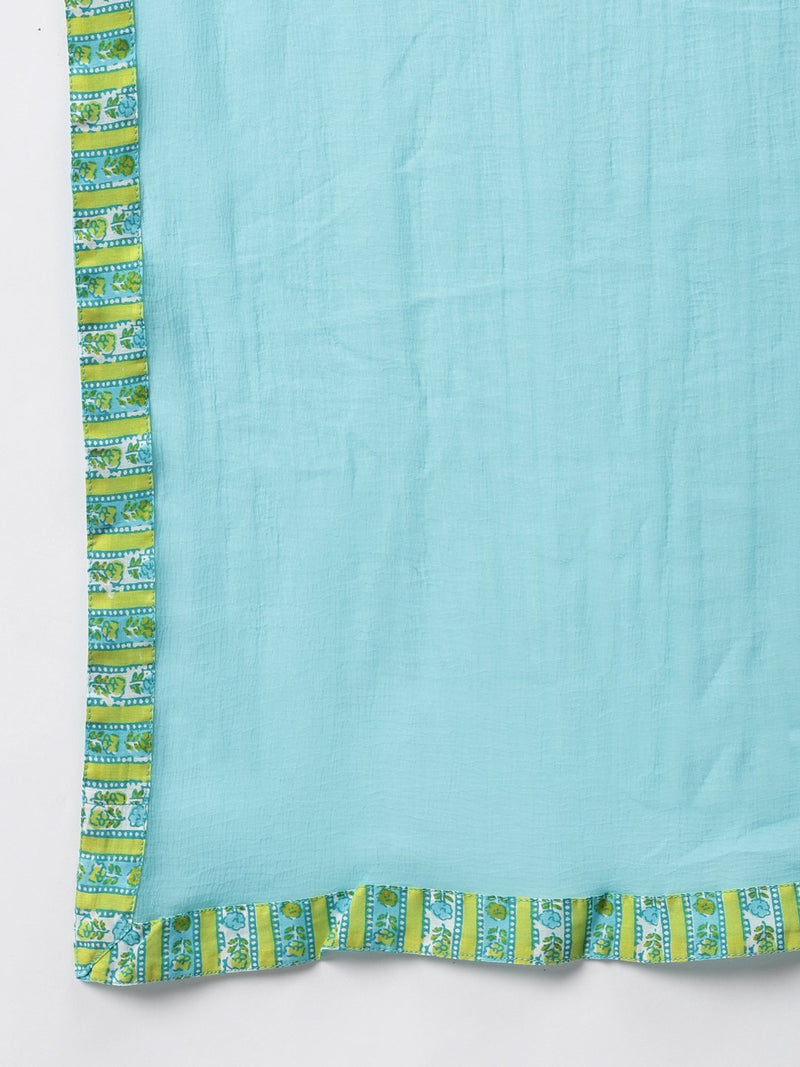 Green Printed Cotton Suit Set