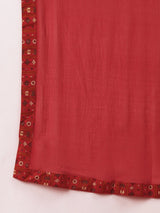 Red Printed Cotton Suit Set