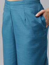 Blue Woven Design Art Silk Suit Set