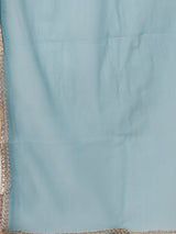 Blue Woven Design Art Silk Suit Set