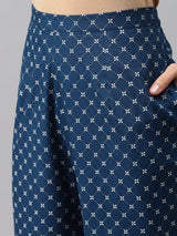 Blue Printed Rayon Suit Set