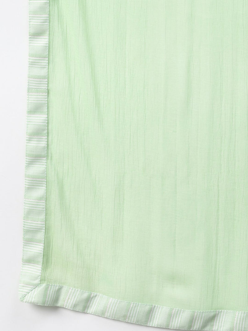 Green Solid Cotton Blend Suit Set