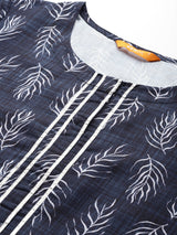 Blue Printed Rayon Suit Set