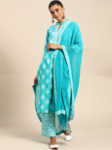 Pink Printed Cotton Suit Set
