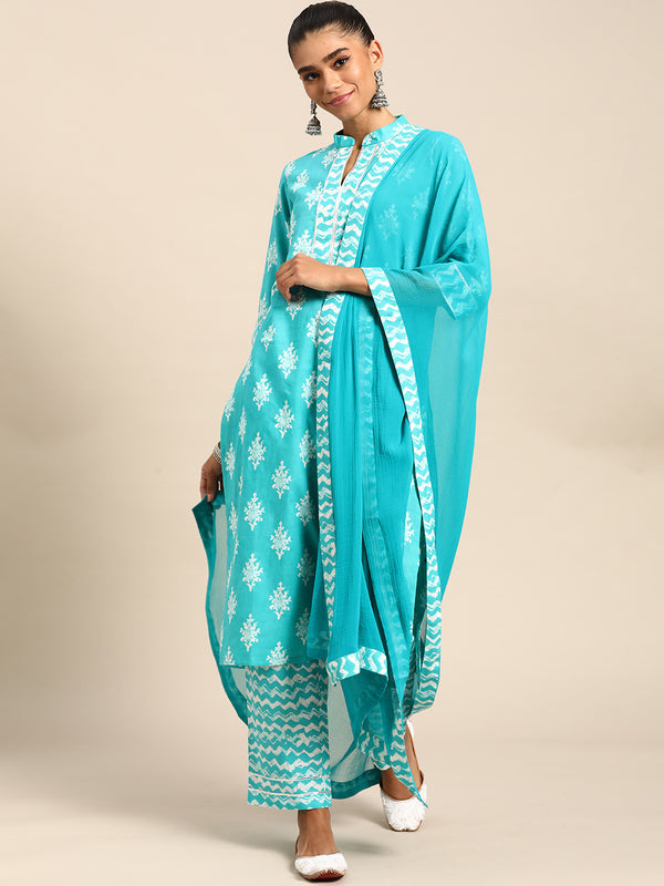 Pink Printed Cotton Suit Set