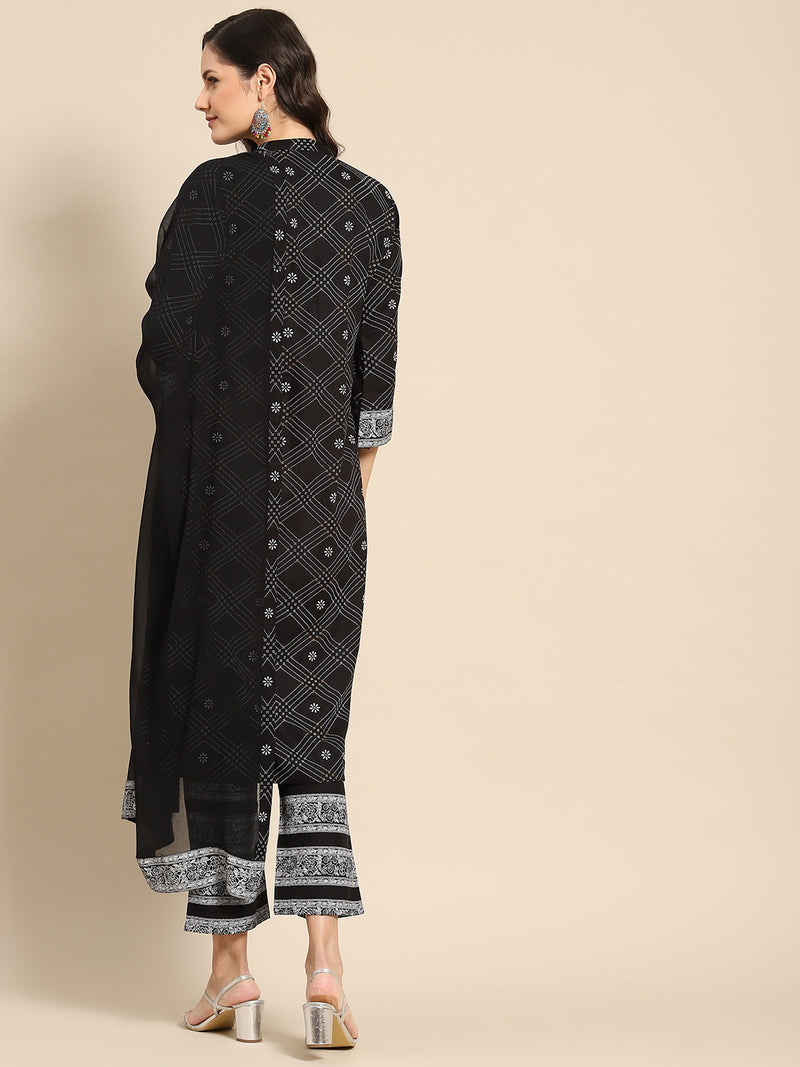 Blue Printed Rayon Suit Set
