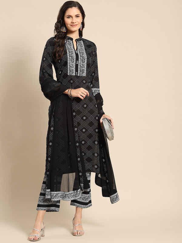 Blue Printed Rayon Suit Set