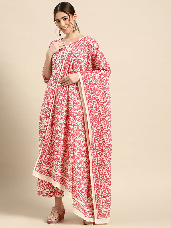 Blue Printed Cotton Suit Set