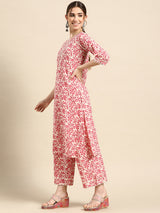 Blue Printed Cotton Suit Set