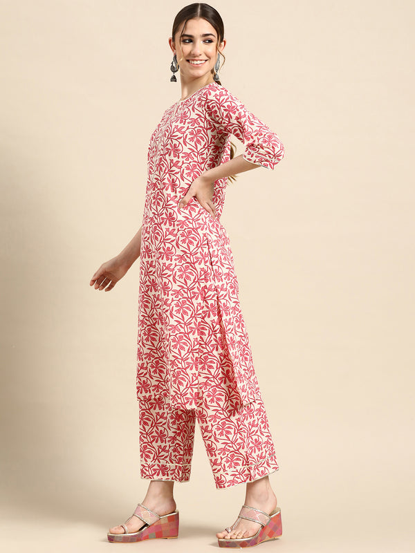 Blue Printed Cotton Suit Set