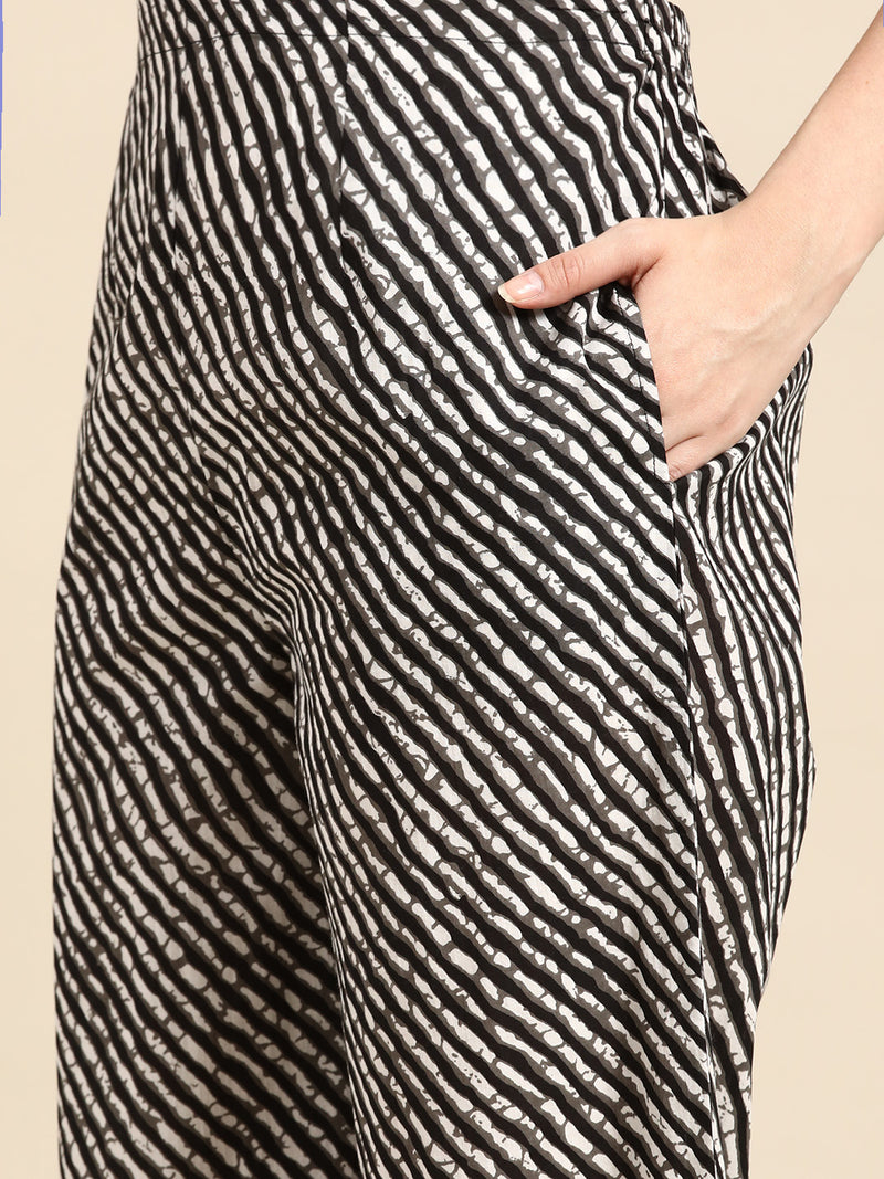 Black Printed Cotton Suit Set