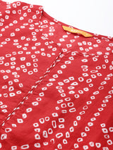 Red Printed Cotton Suit Set