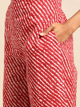 Red Printed Cotton Suit Set