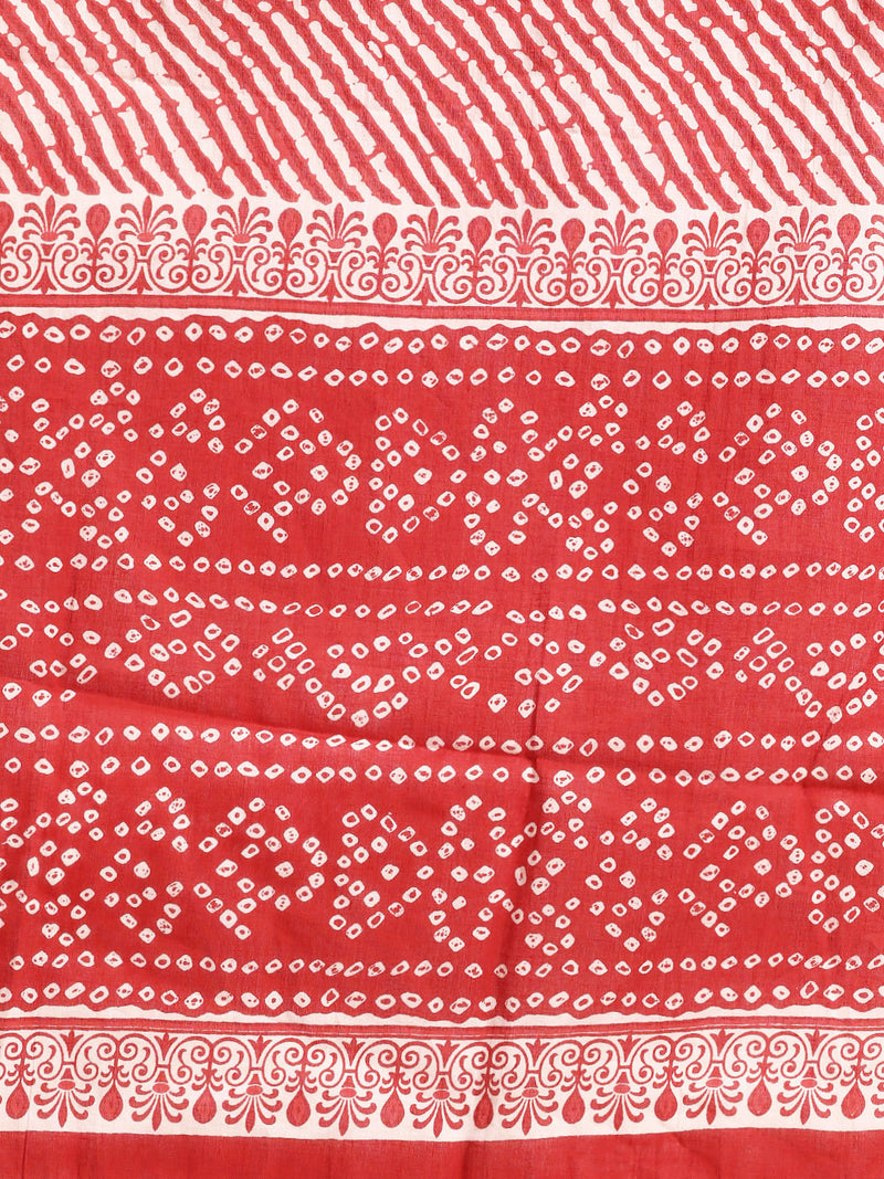 Red Printed Cotton Suit Set