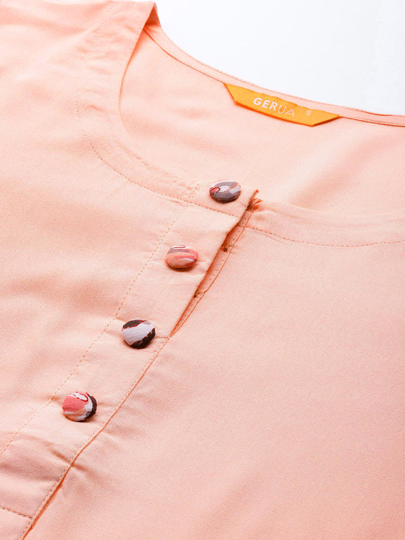 Peach Solid Rayon Suit Set