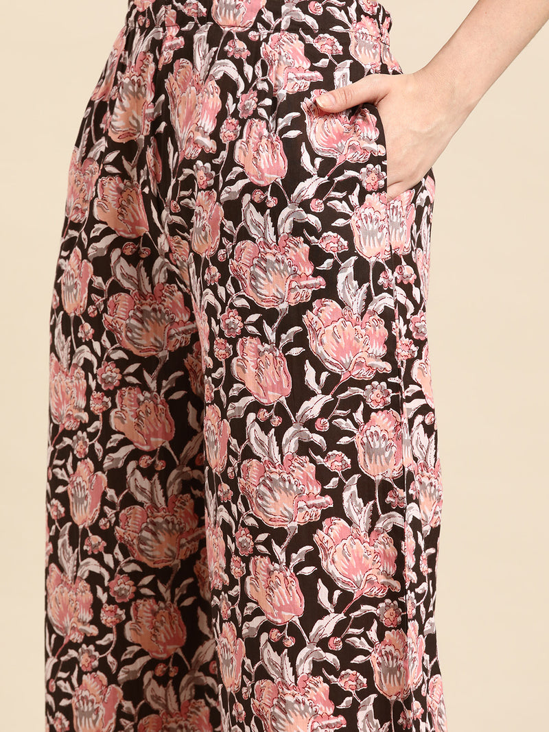 Peach Solid Rayon Suit Set