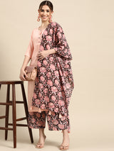 Peach Solid Rayon Suit Set