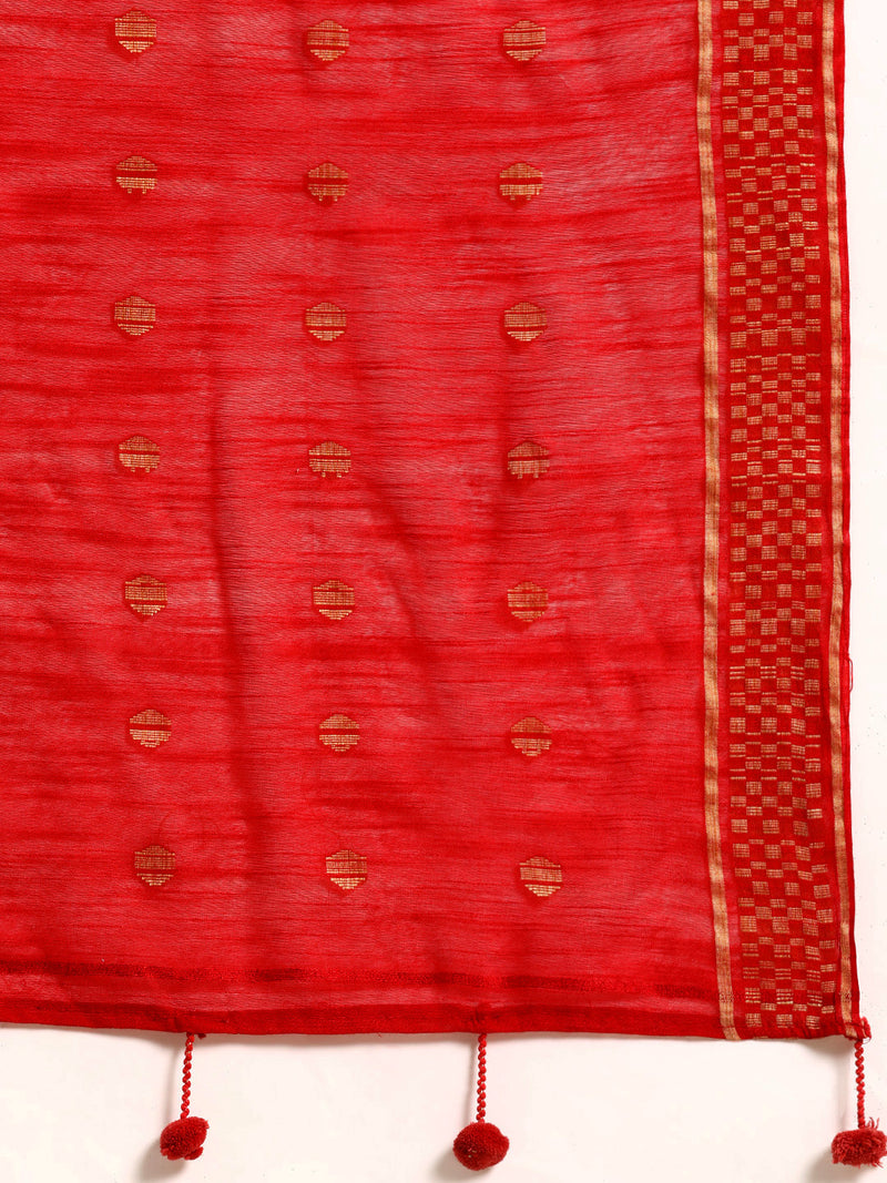 Red Solid Rayon Suit Set