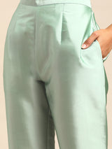 Pink Yoke Design Silk Blend Suit Set