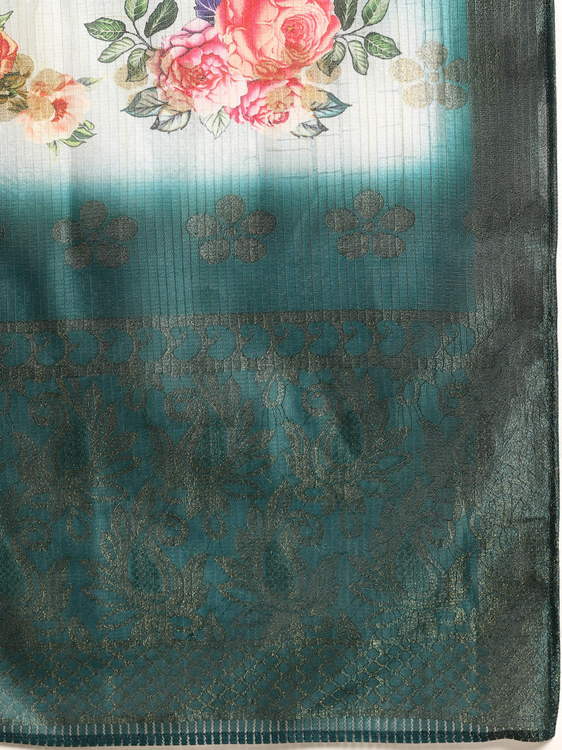 Blue Solid Silk Blend Suit Set