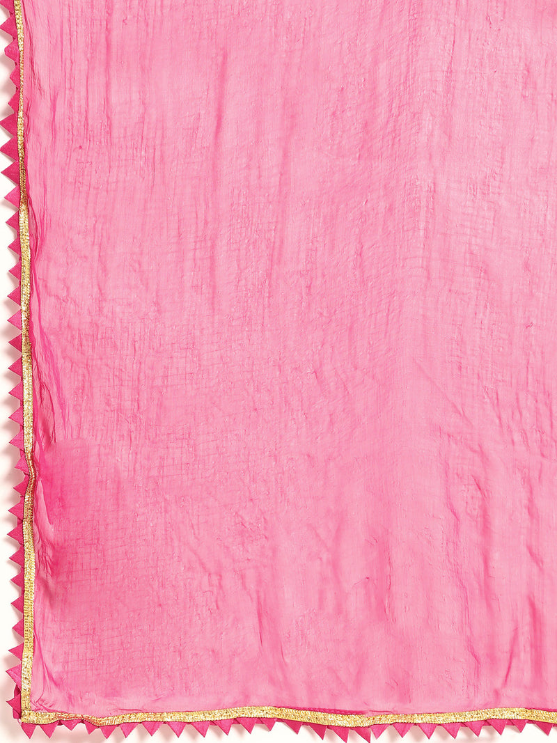 Pink Printed Rayon Suit Set