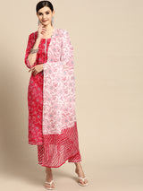Pink Printed Cotton Suit Set