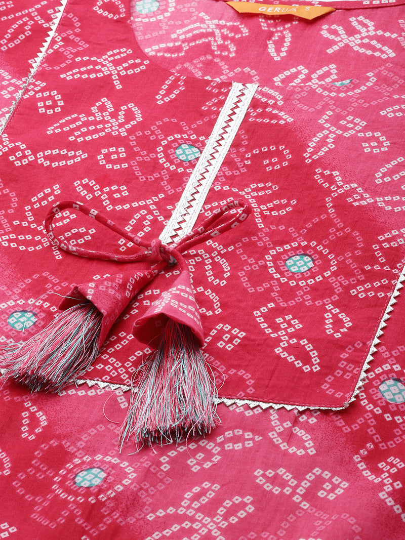 Pink Printed Cotton Suit Set