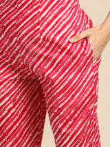 Pink Printed Cotton Suit Set