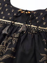 Black Printed Rayon Suit Set