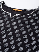 Black Printed Rayon Suit Set
