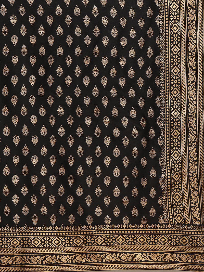 Black Printed Rayon Suit Set
