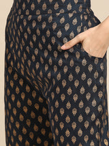 Blue Printed Rayon Suit Set
