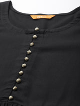 Black Solid Rayon Suit Set