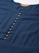 Blue Printed Rayon Suit Set